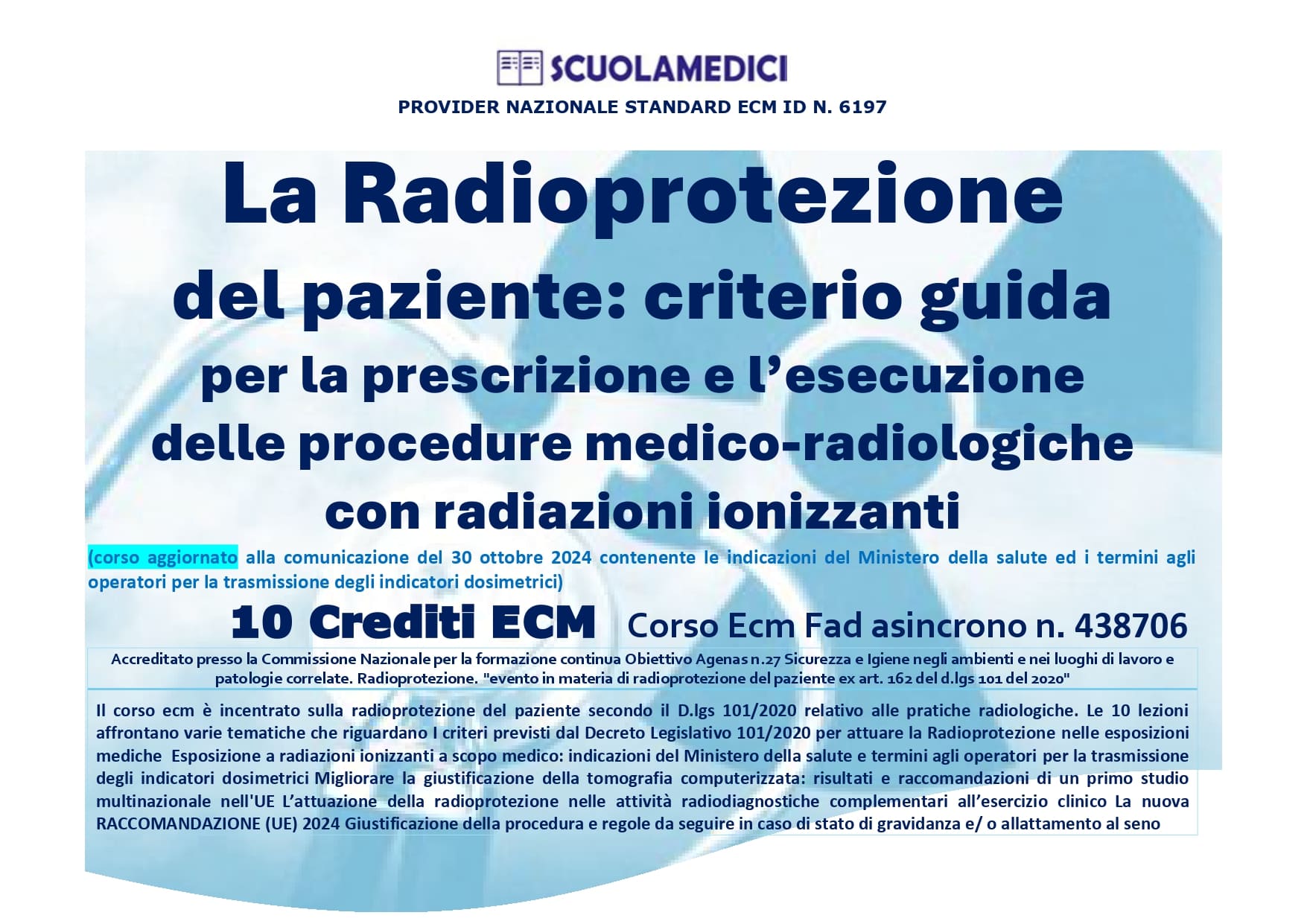 CORSO 10 ECM RADIOPROTEZIONE DEL PAZIENTE 2025 page 0001